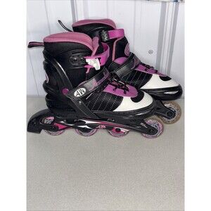 Aerowheels In Line Skates Adjustable Womens Size 5,6,7,8 Purple, Black And White
